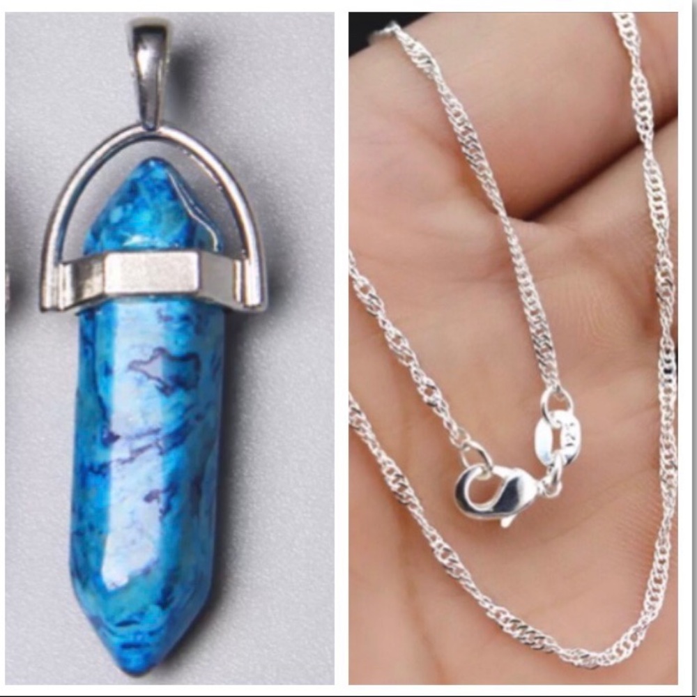 Orchid Agate Hexagonal Chakra Pendant Necklace